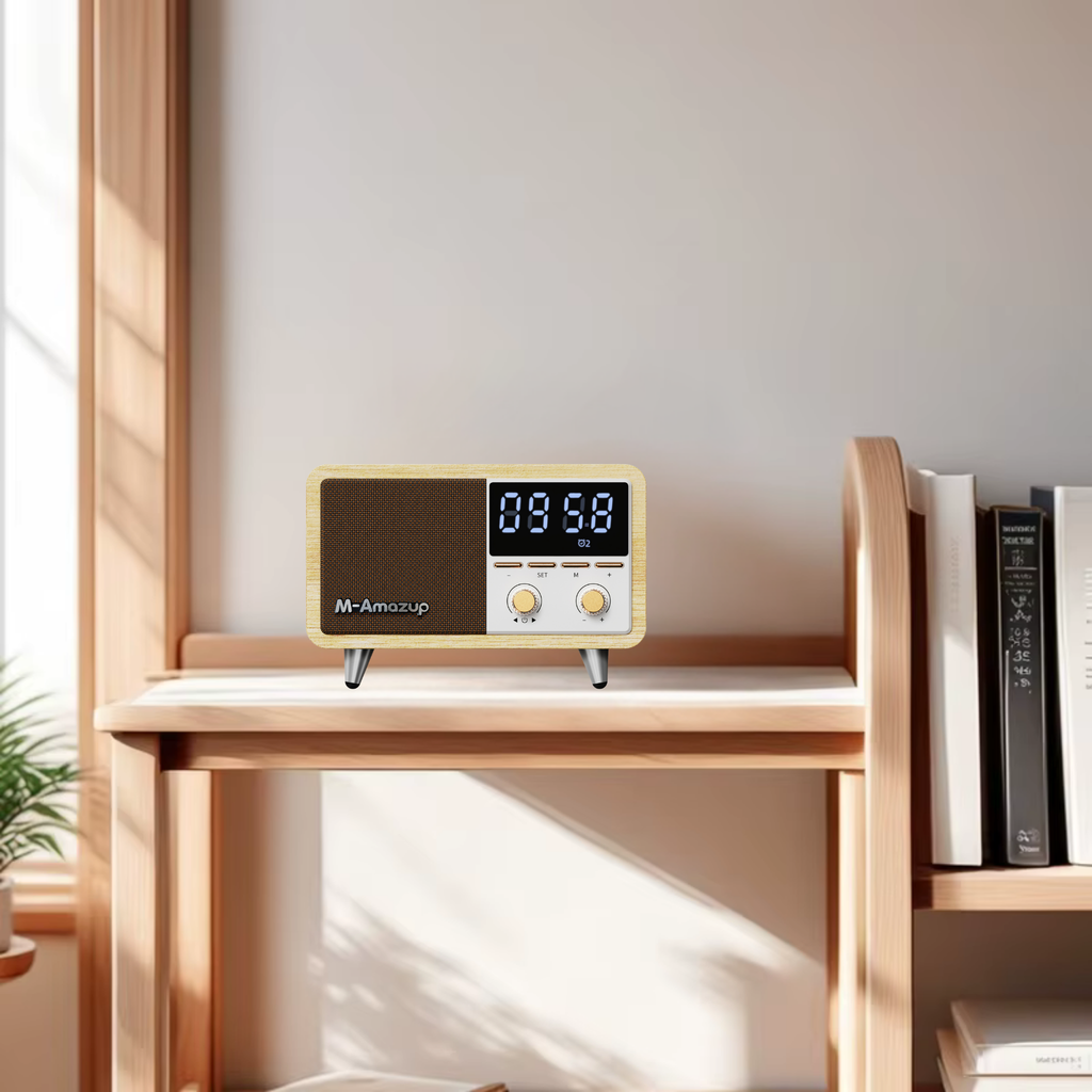 Radioclock- Radio réveil bois